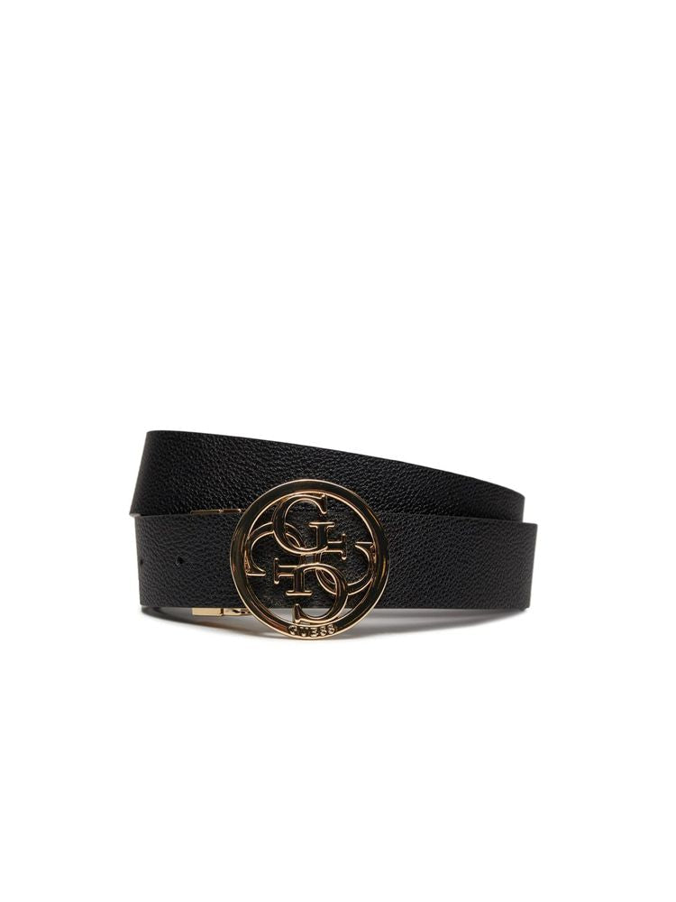 Guess Logo-Embroidered Adjustable Belt — Black Polyester