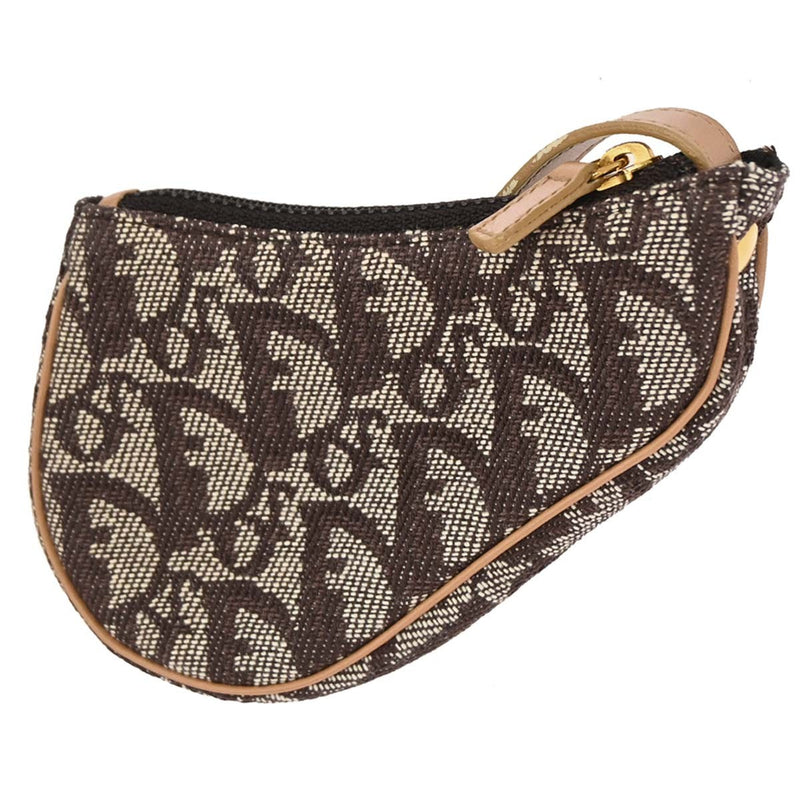 Christian Dior Vintage Saddle Zip Coin Purse Diorissimo Canvas Brown Bag
