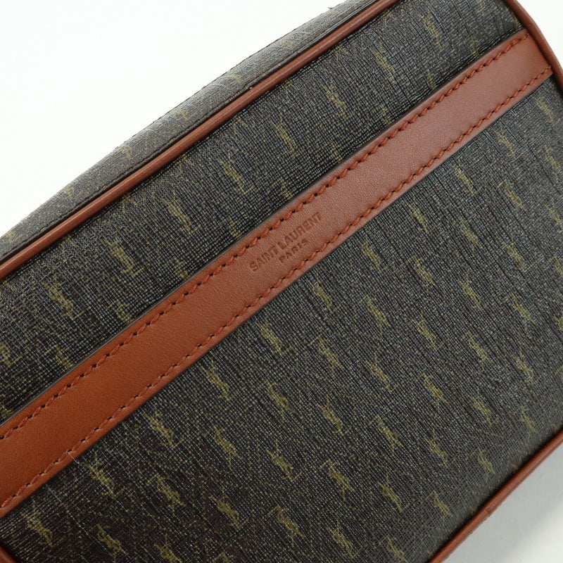Saint Laurent Le Monogramme Camera Monogram All Over Coated Canvas And Leather Brown Bag