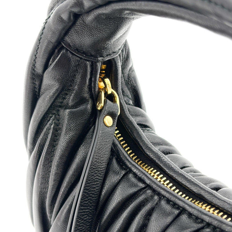 Miu Miu Wander Hobo Matelasse Leather Black