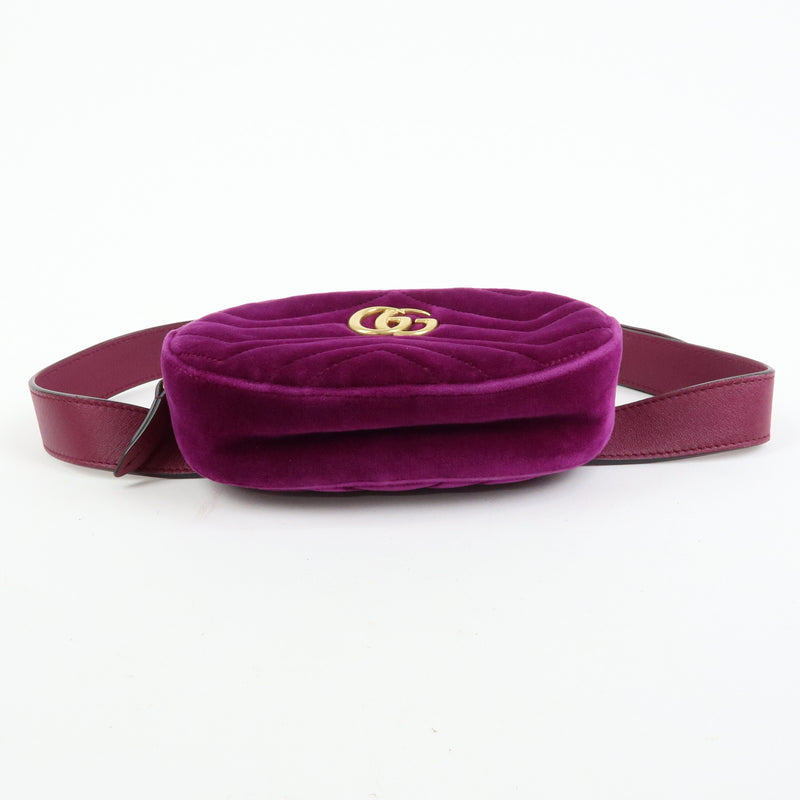 Gucci Gg Marmont Belt Matelasse Velvet Purple Bag