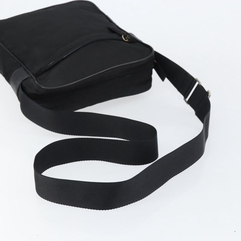 Prada Zip Messenger Tessuto With Leather Black Nylon