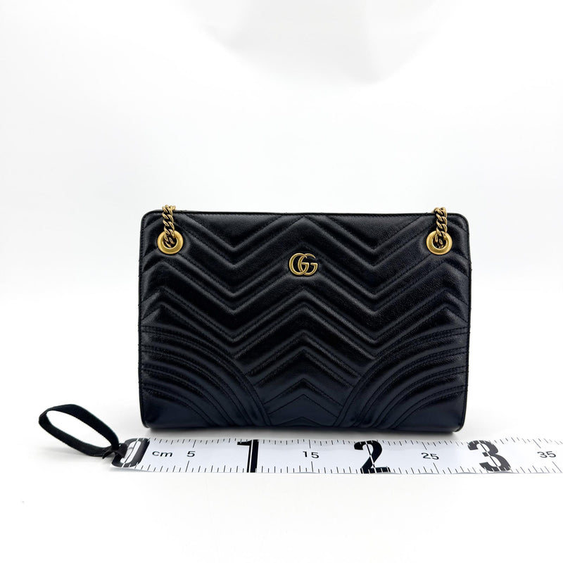 Gucci Gg Marmont Accordion Matelasse Leather Black Bag