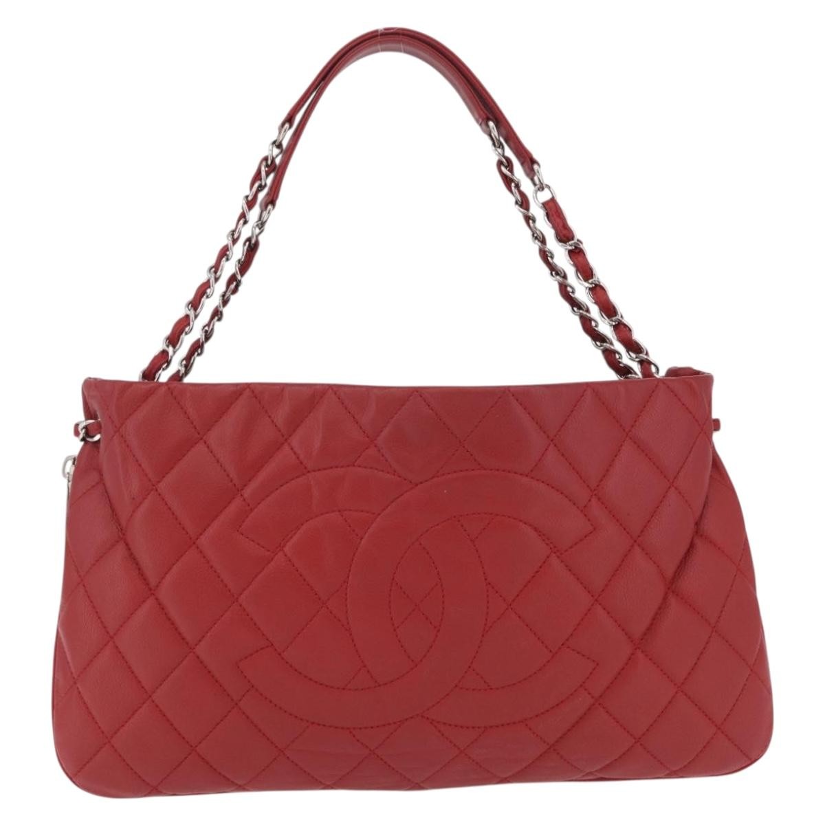 Chanel Timeless Cc Expandable Quilted Caviar Red Leather Bag