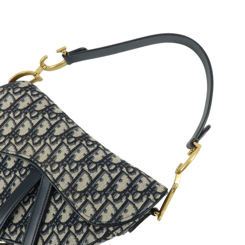 Christian Dior Saddle Oblique Canvas Navy Bag