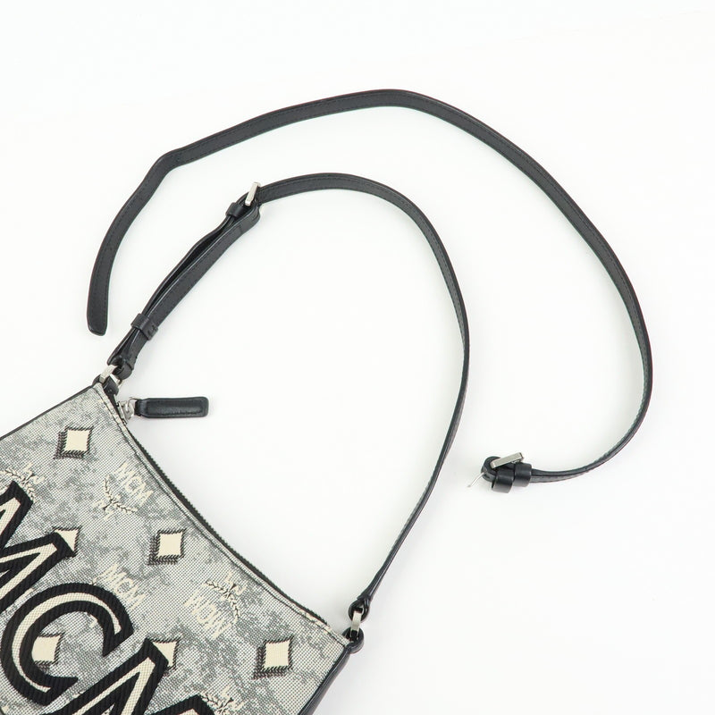 Mcm Vintage Vicetos Leather Gray Canvas Bag