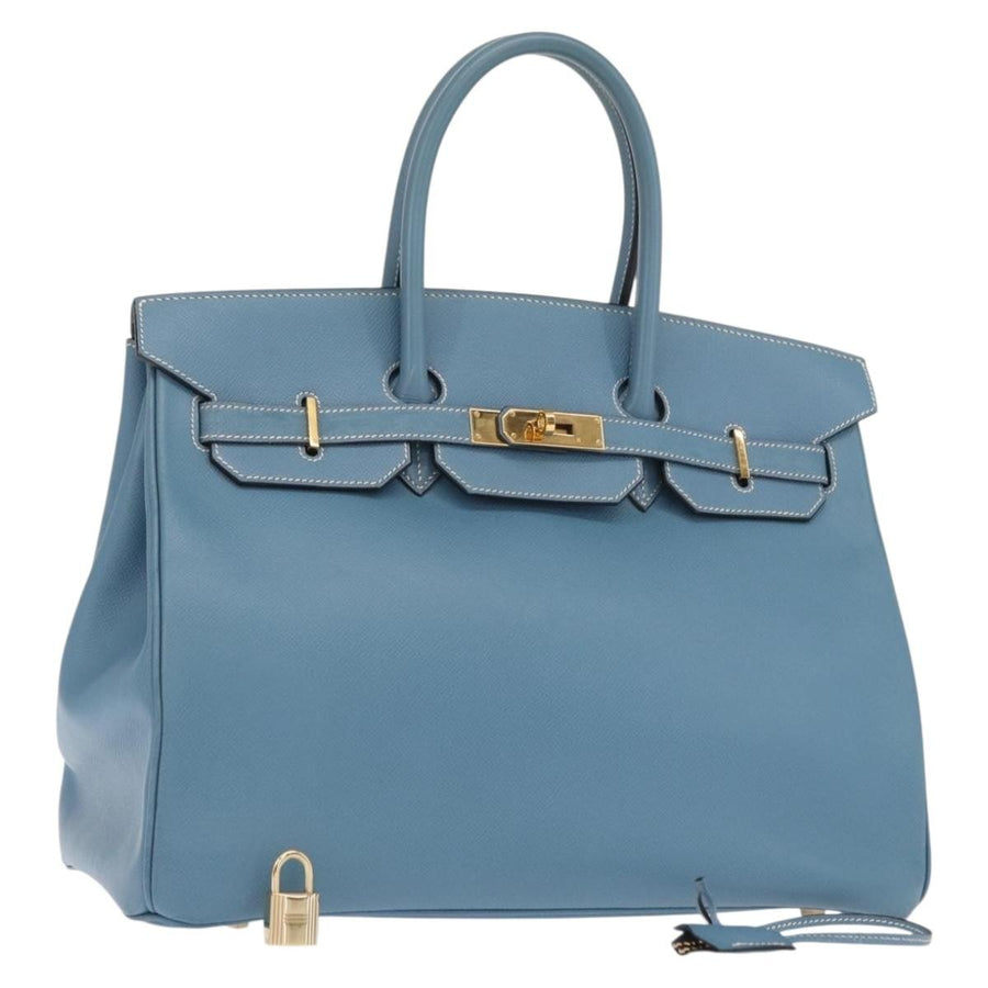 Hermes Birkin Blue Epsom With Gold Hardware Leather Bag