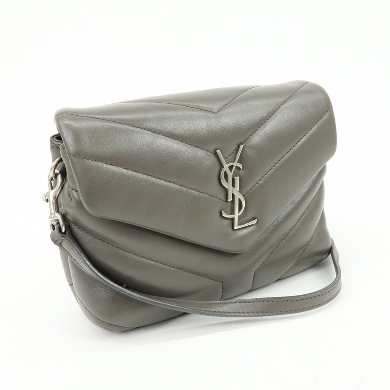 Saint Laurent Loulou Matelasse Chevron Leather Gray Bag