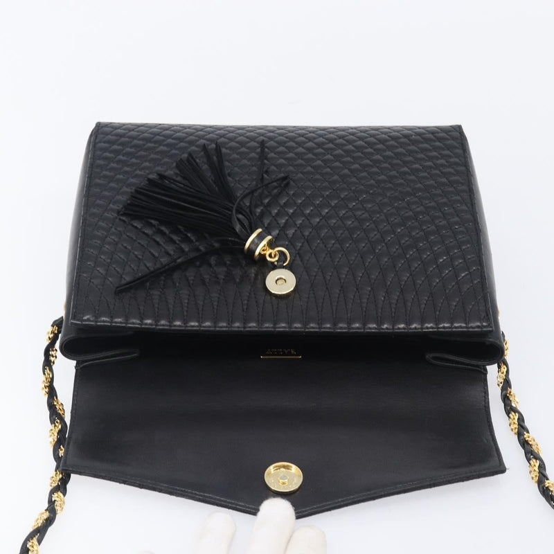 Bally Vintage Chain Quilted Leather Black Bag