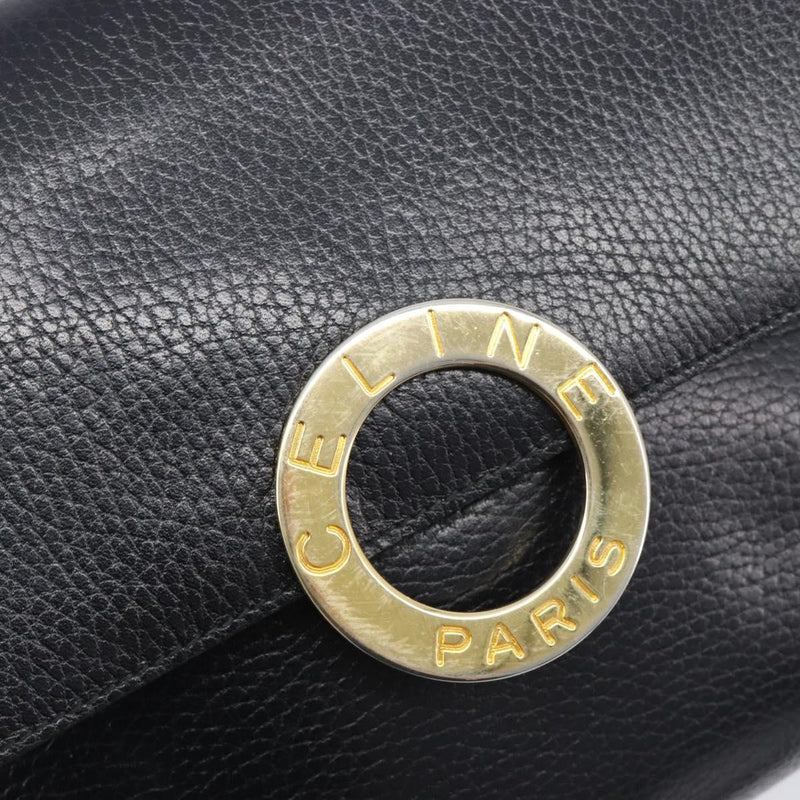 Celine Vintage Circle Logo Leather Black Bag