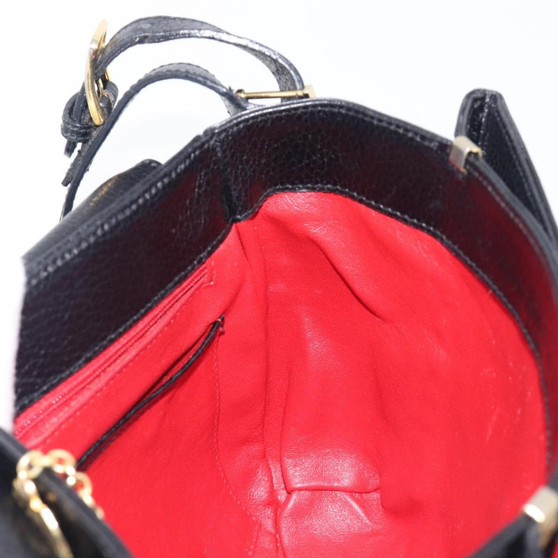 Celine Vintage Circle Logo Leather Black Bag