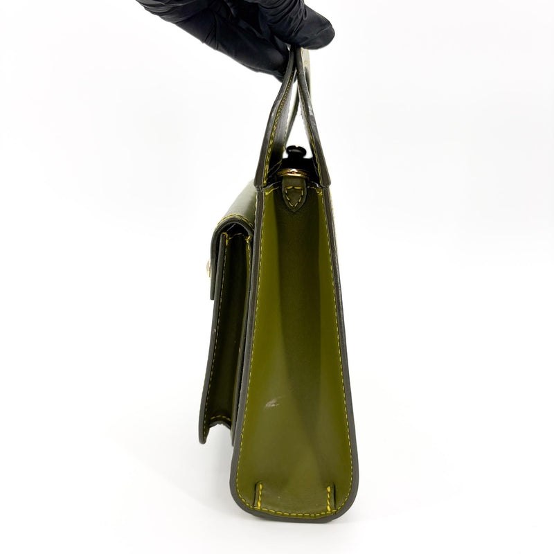 Burberry Title Pocket Leather Green Calfskin Bag
