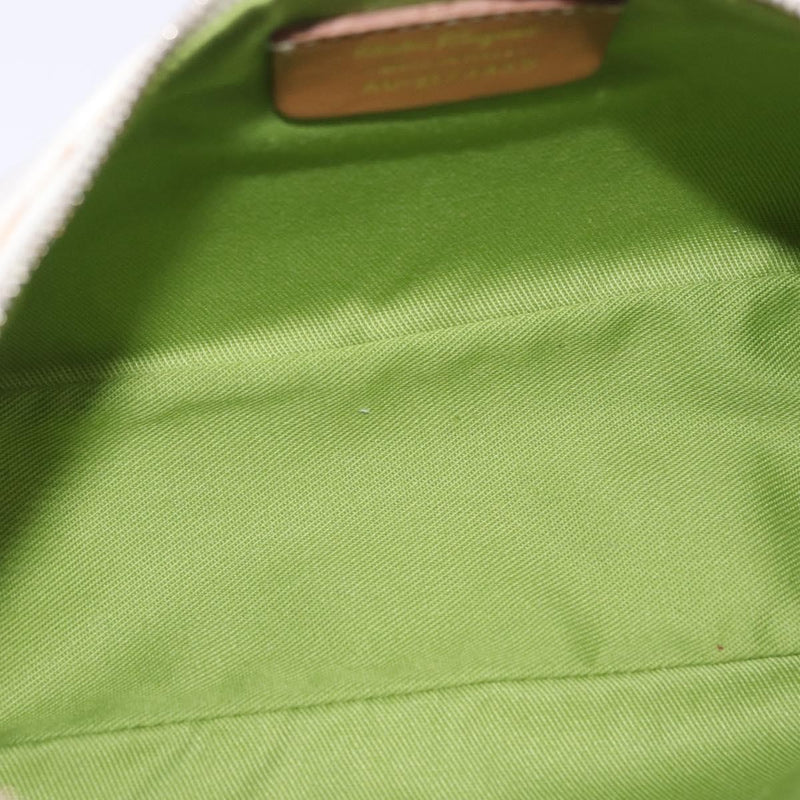 Salvatore Ferragamo Gancini Canvas And Leather White Bag