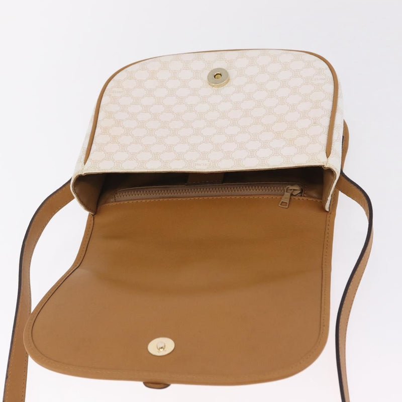 Celine Macadam Shoulder Canvas White Bag