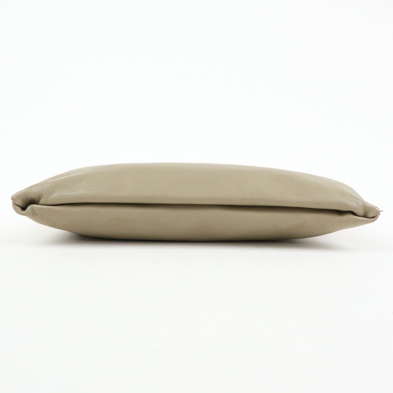 Bottega Veneta Zip Pouch Clutch Intrecciato Nappa Beige Leather
