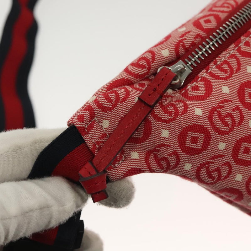 Gucci Childrens Belt Printed Gg Coated Canvas Red Bag
