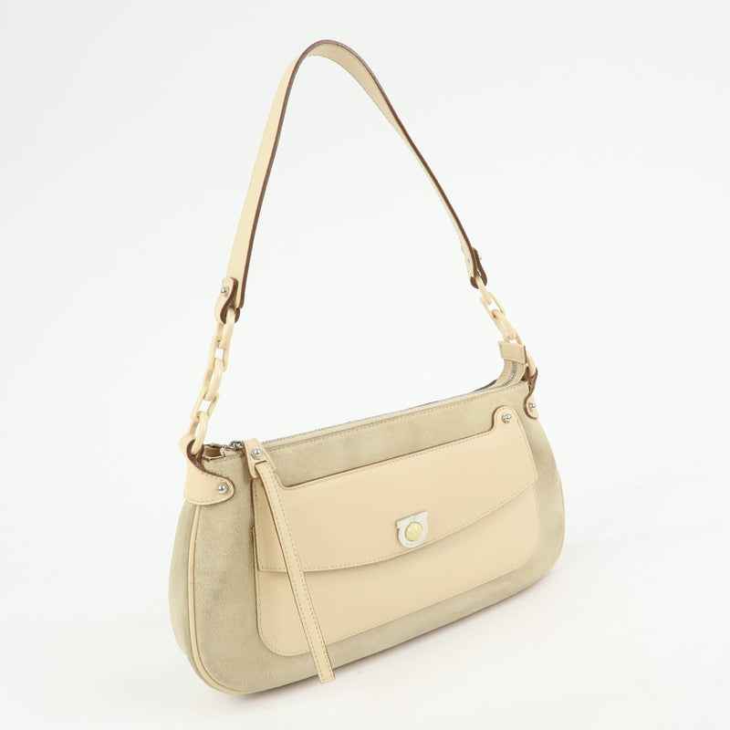 Salvatore Ferragamo Gancini Suede Beige Bag