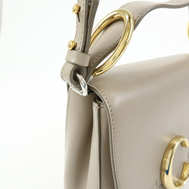 Chloe C Shoulder Bag Leather Gray