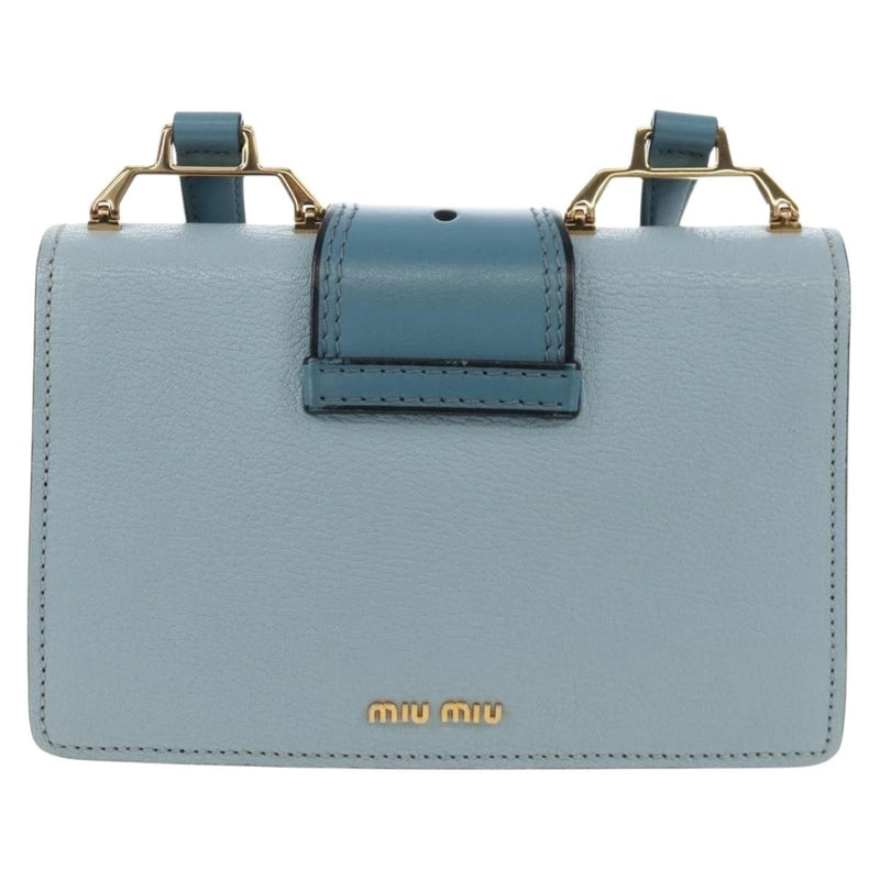 Miu Miu Madras Crystal Buckle Leather Blue Bag