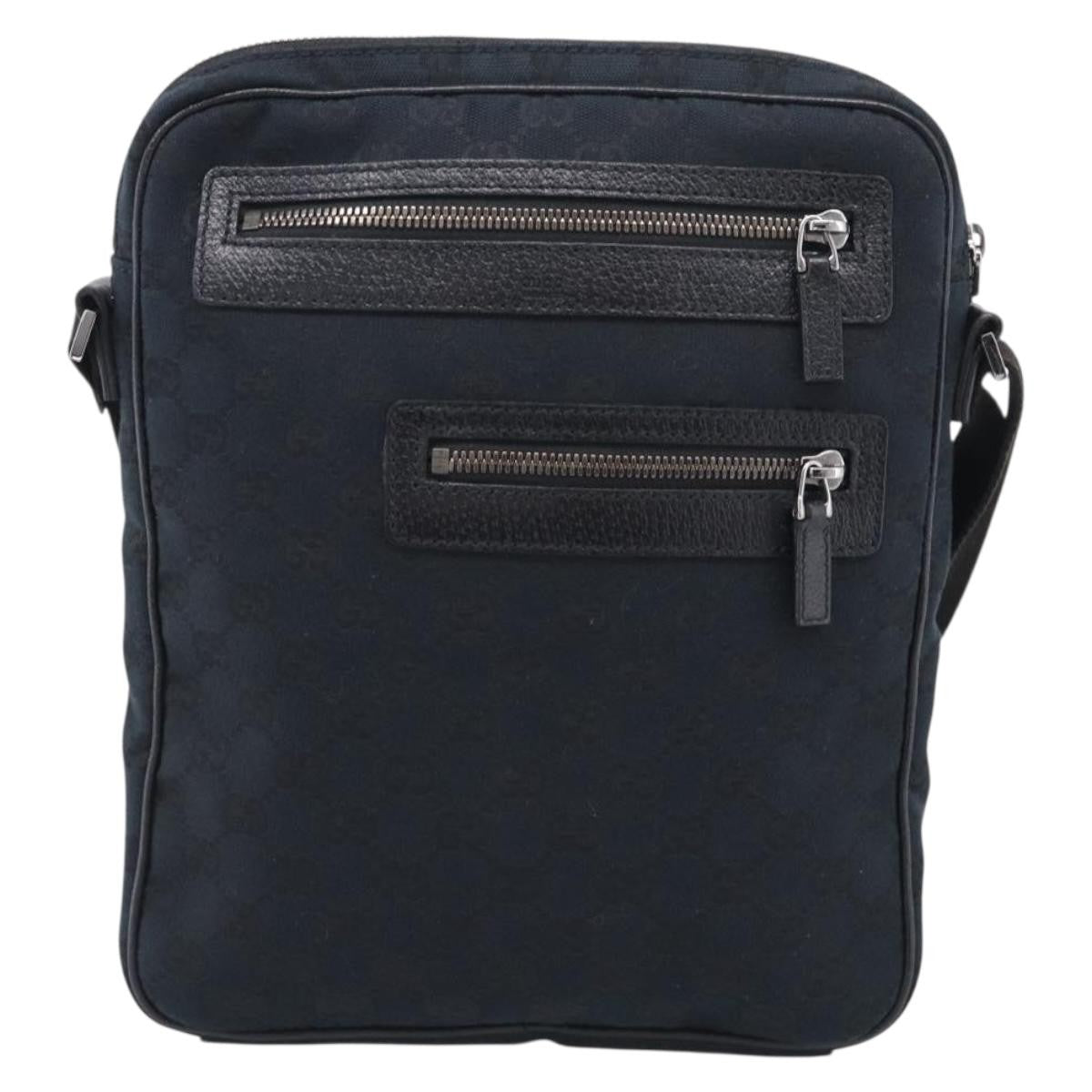 Gucci Front Zip Messenger Canvas And Leather Black