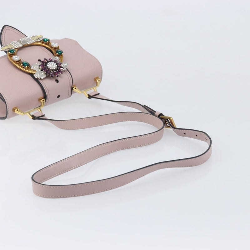 Miu Miu Madras Crystal Flap Leather Pink Bag
