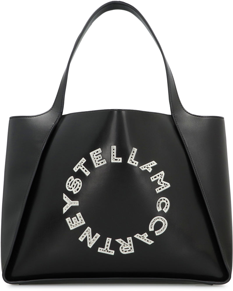 Stella Mccartney Logo-Perforated Tote Bag — Black Polyurethane