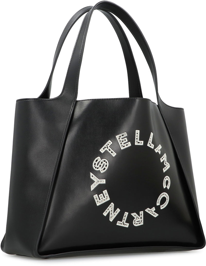 Stella Mccartney Logo-Perforated Tote Bag — Black Polyurethane