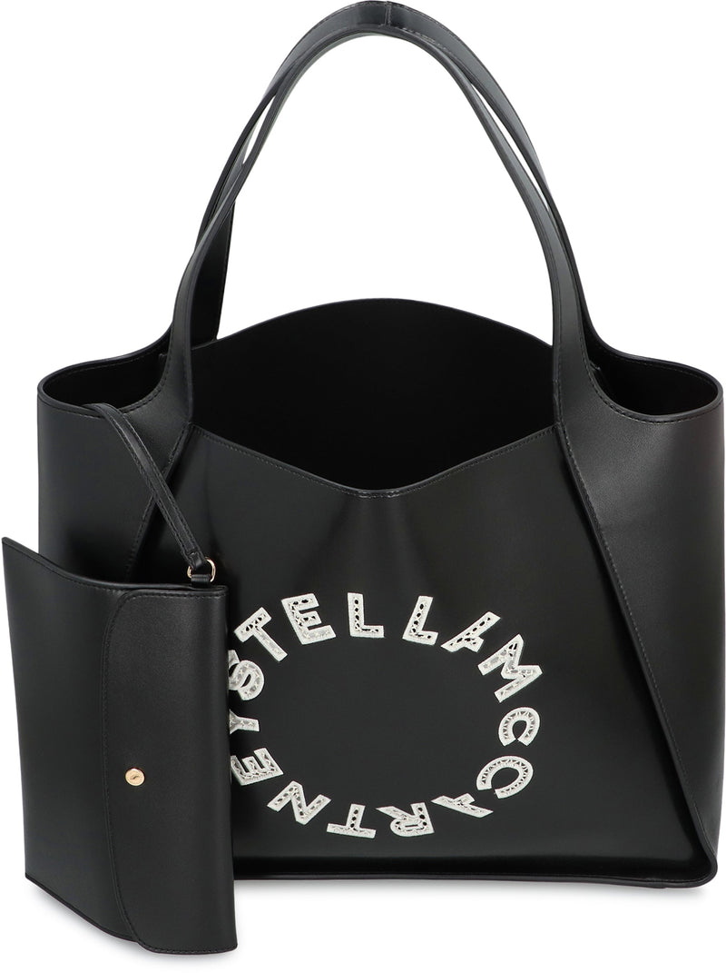 Stella Mccartney Logo-Perforated Tote Bag — Black Polyurethane