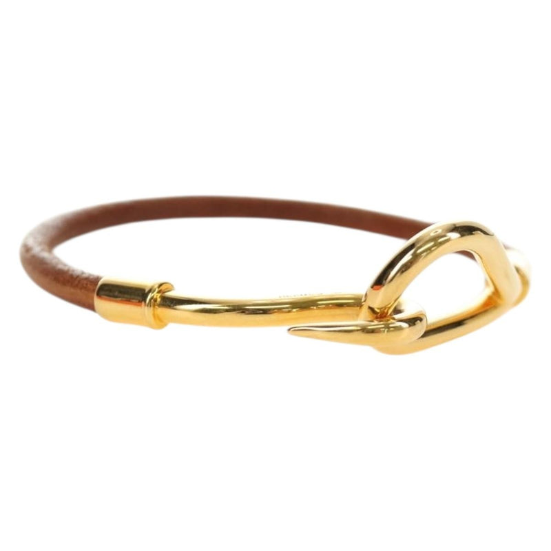 Hermes Jumbo Hook Braided Leather And Metal Brown Bijoux