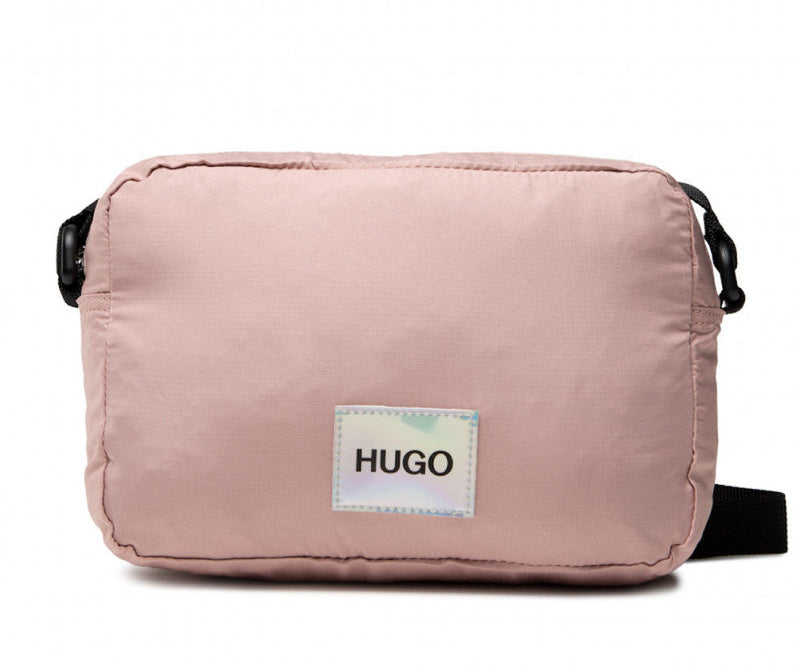 Hugo Boss Quilted Nylon Crossbody Bag — Pink Textile