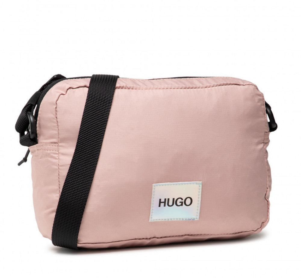 Hugo Boss Quilted Nylon Crossbody Bag — Pink Textile