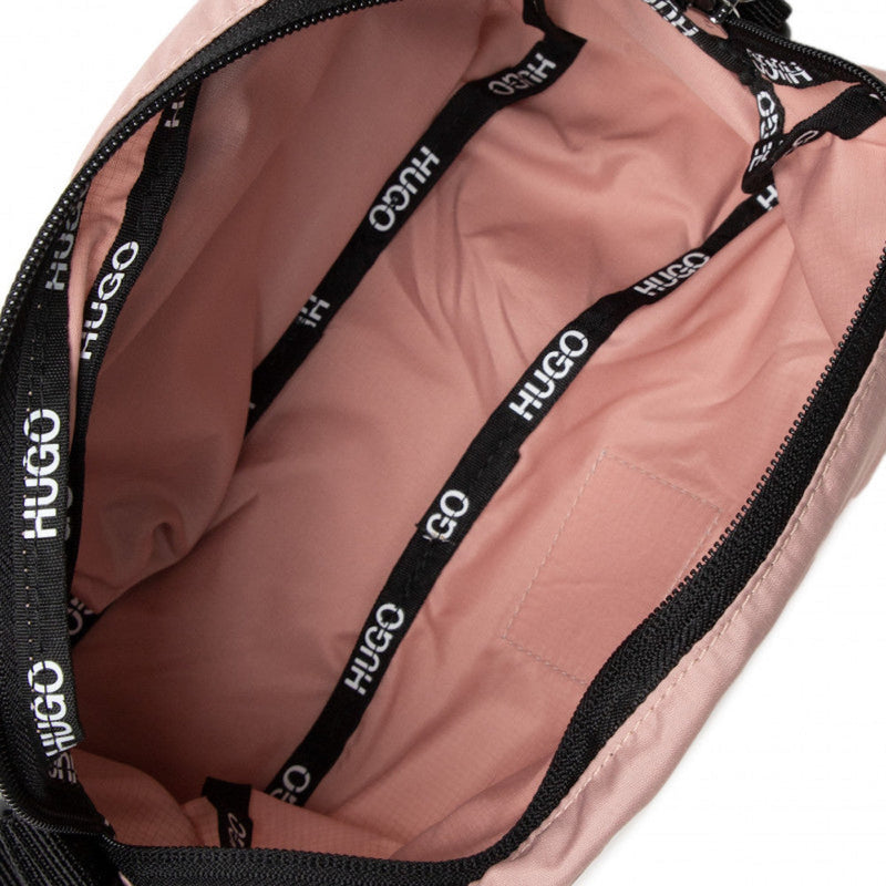 Hugo Boss Quilted Nylon Crossbody Bag — Pink Textile