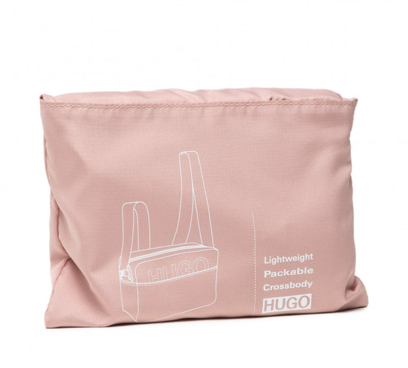Hugo Boss Quilted Nylon Crossbody Bag — Pink Textile