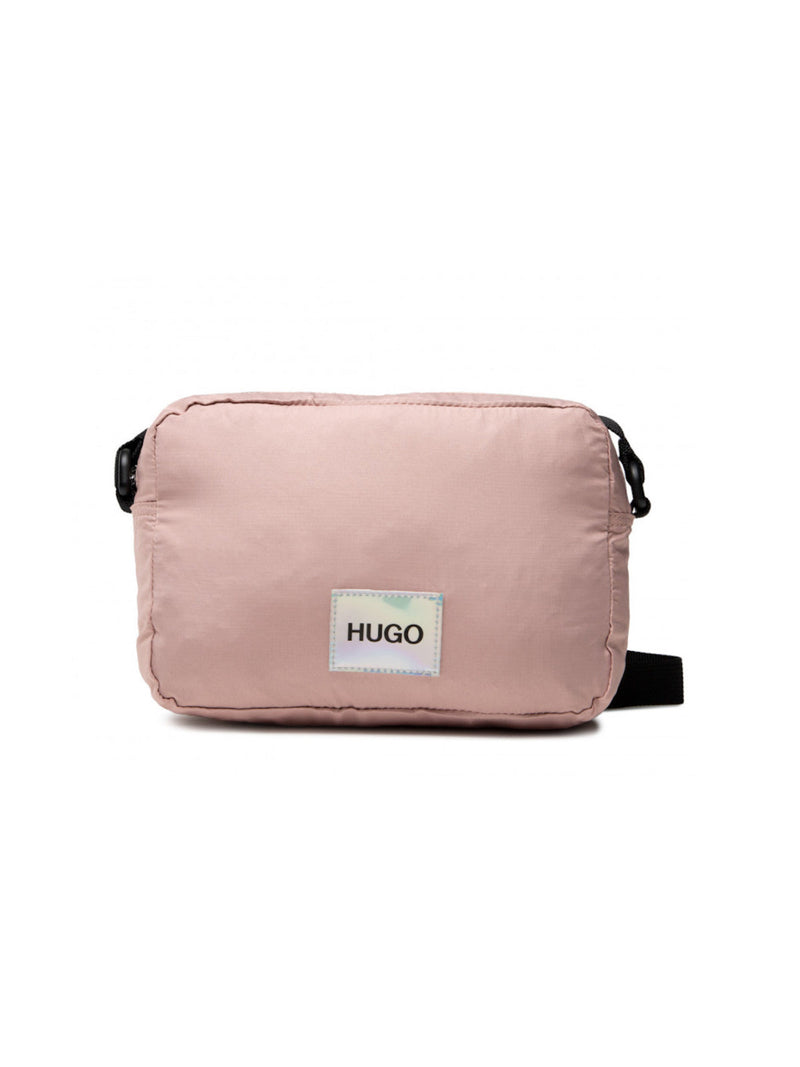Hugo Boss Quilted Nylon Crossbody Bag — Pink Textile