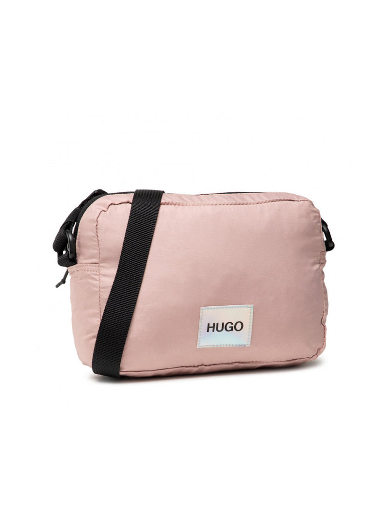 Hugo Boss Quilted Nylon Crossbody Bag — Pink Textile
