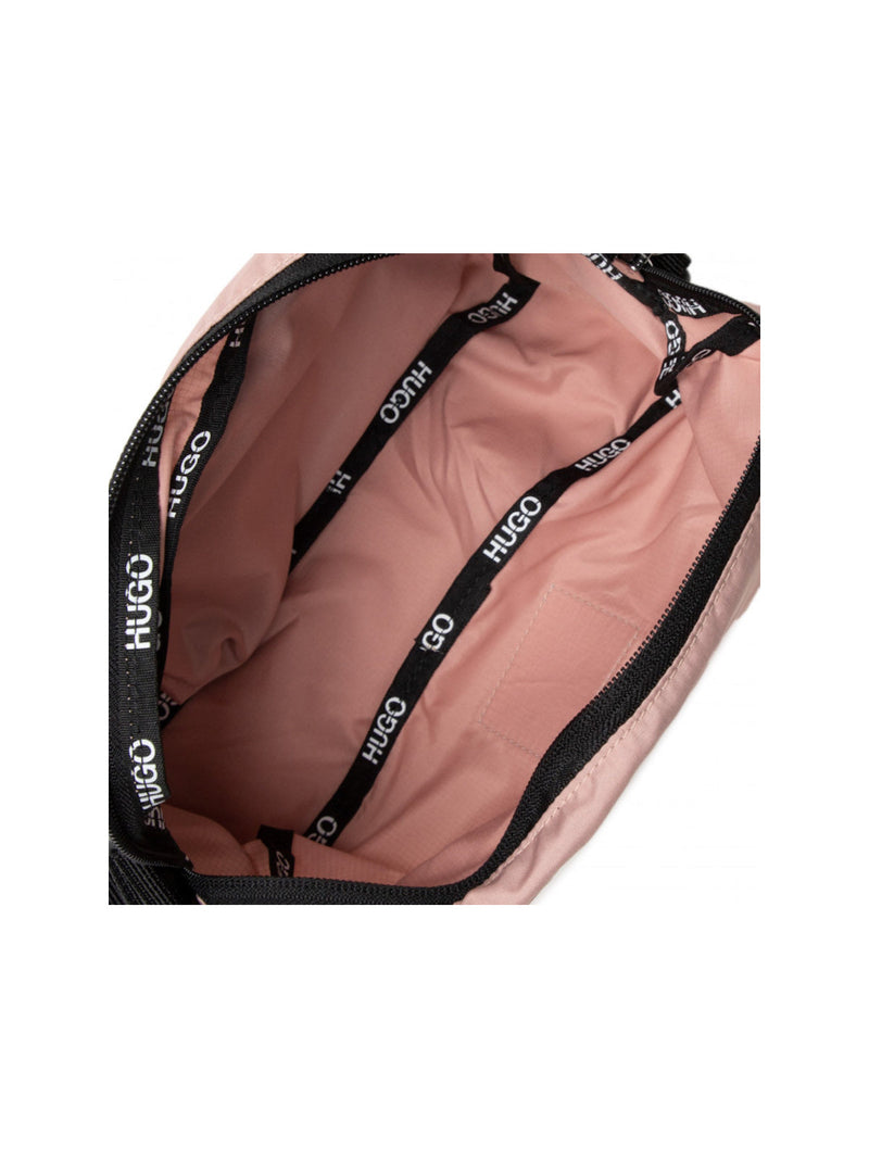 Hugo Boss Quilted Nylon Crossbody Bag — Pink Textile