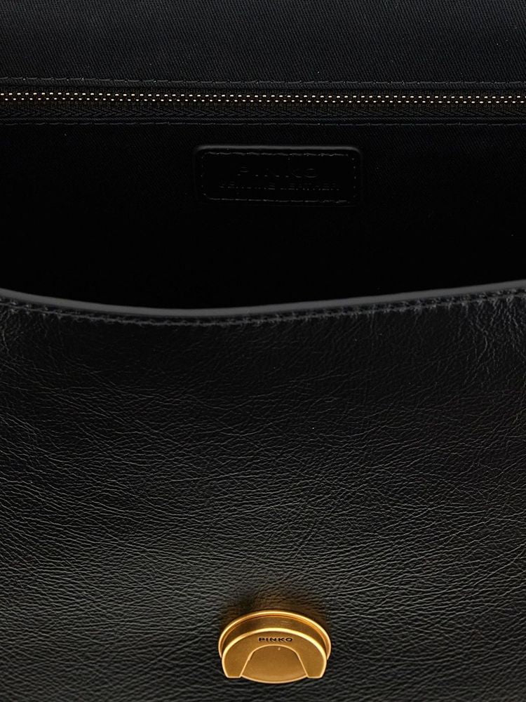 Pinko Top Handle Bag — Black Lamb Leather