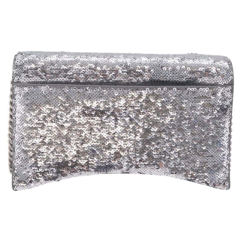 Balenciaga Hourglass Chain Leather With Sequins Silver Bag