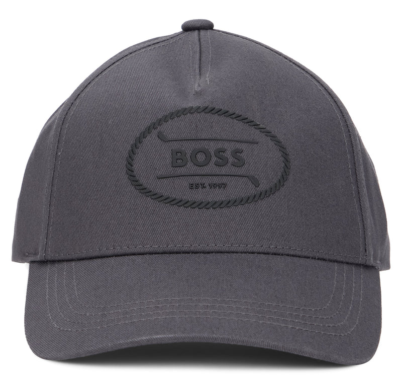 Hugo Boss 50544409 Logo-Embroidered Cotton Baseball Cap — Gray Caps