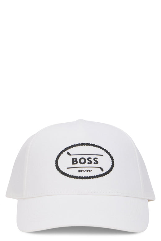 Hugo Boss 50544409 Curved Visor Cotton Baseball Cap — White Caps