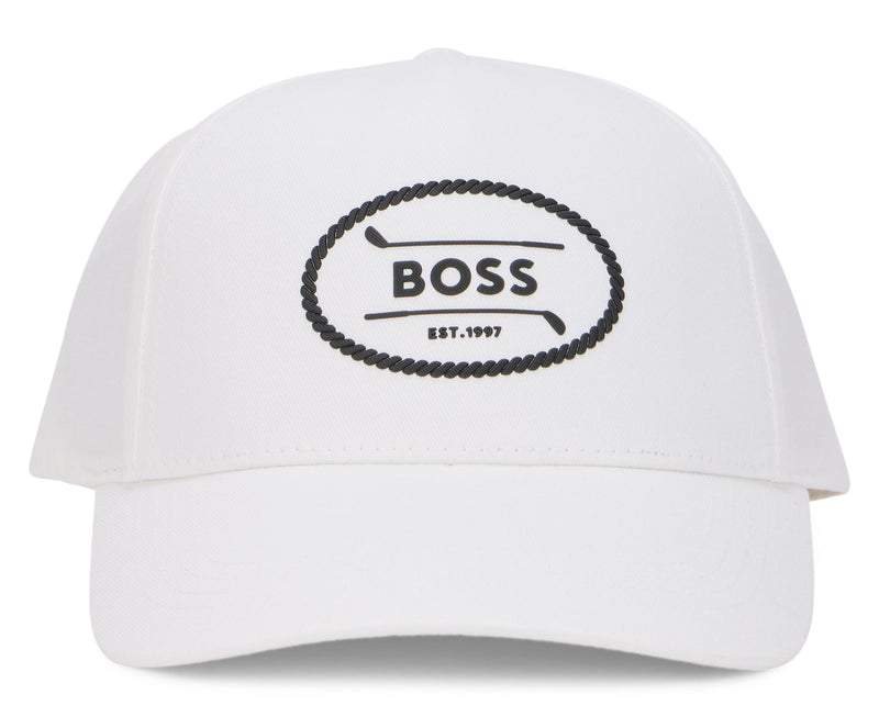 Hugo Boss 50544409 Curved Visor Cotton Baseball Cap — White Caps