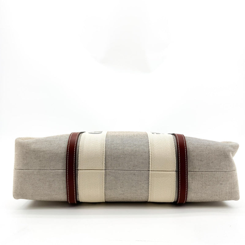 Chloe Woody Tote Canvas With Leather Brown