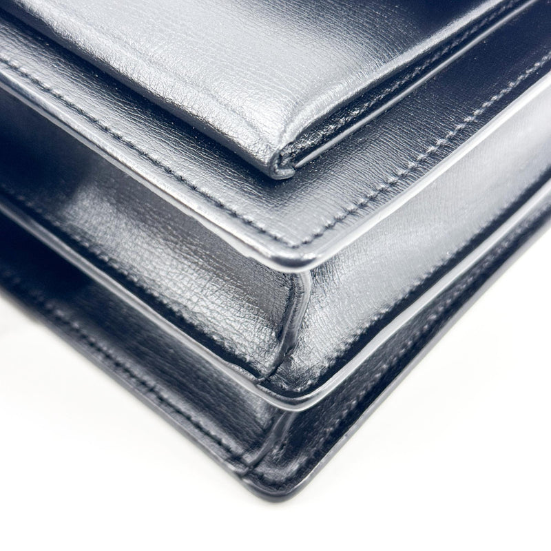 Saint Laurent Sunset Leather Black Calfskin Bag