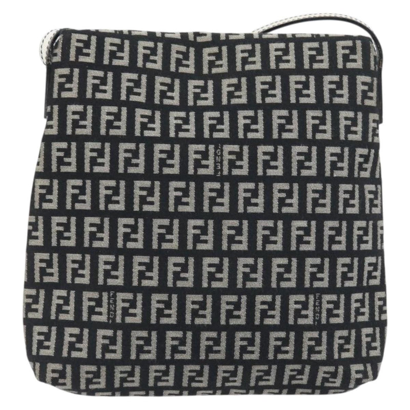Fendi Vintage Flap Zucchino Canvas Black Bag