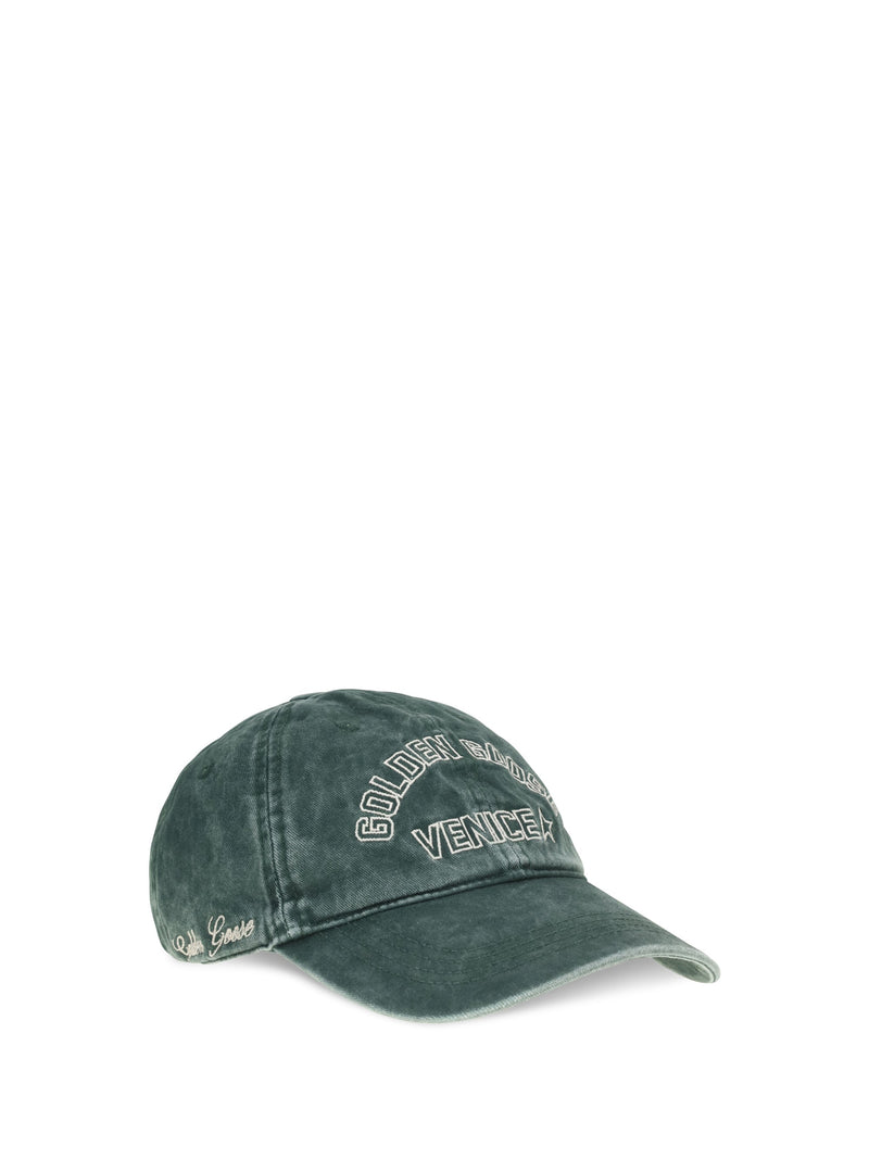 Golden Goose Gup02837p002618 Embroidered Logo Baseball Cap — Green Cotton Caps