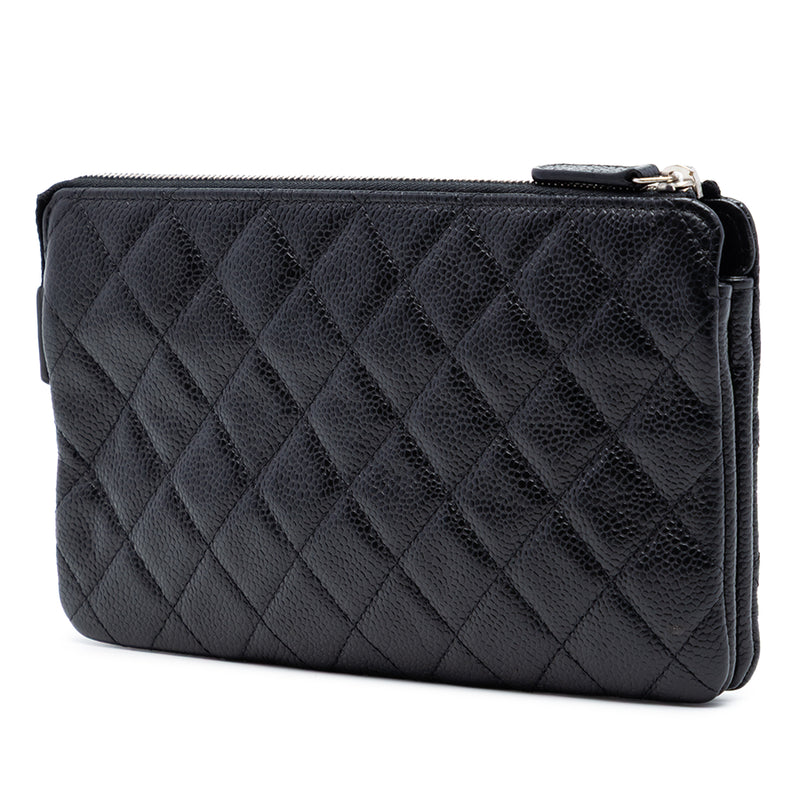 Small CC Quilted Caviar Zip Pouch - Image 2