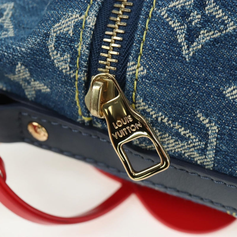 Louis Vuitton Nigo Japanese Cruiser Monogram Denim And Taurillon Leather Blue Canvas Bag