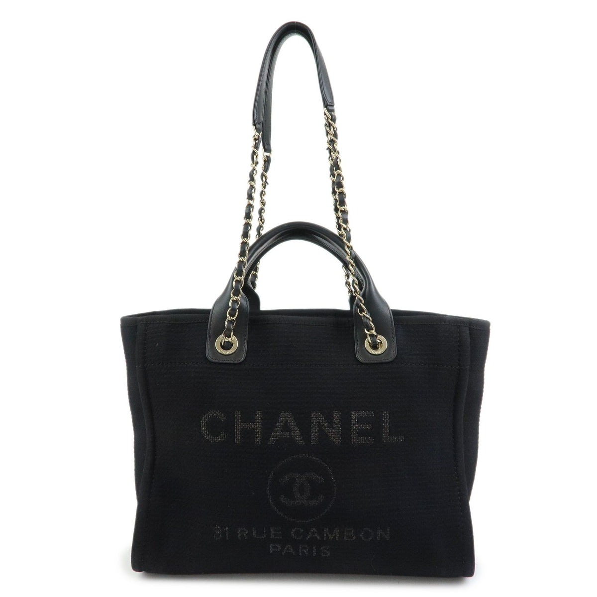 Chanel Deauville Denim Black Canvas Bag