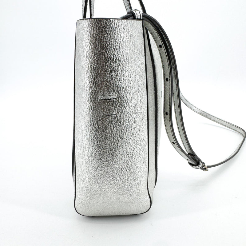 Balenciaga Everyday Patent Silver Leather Bag