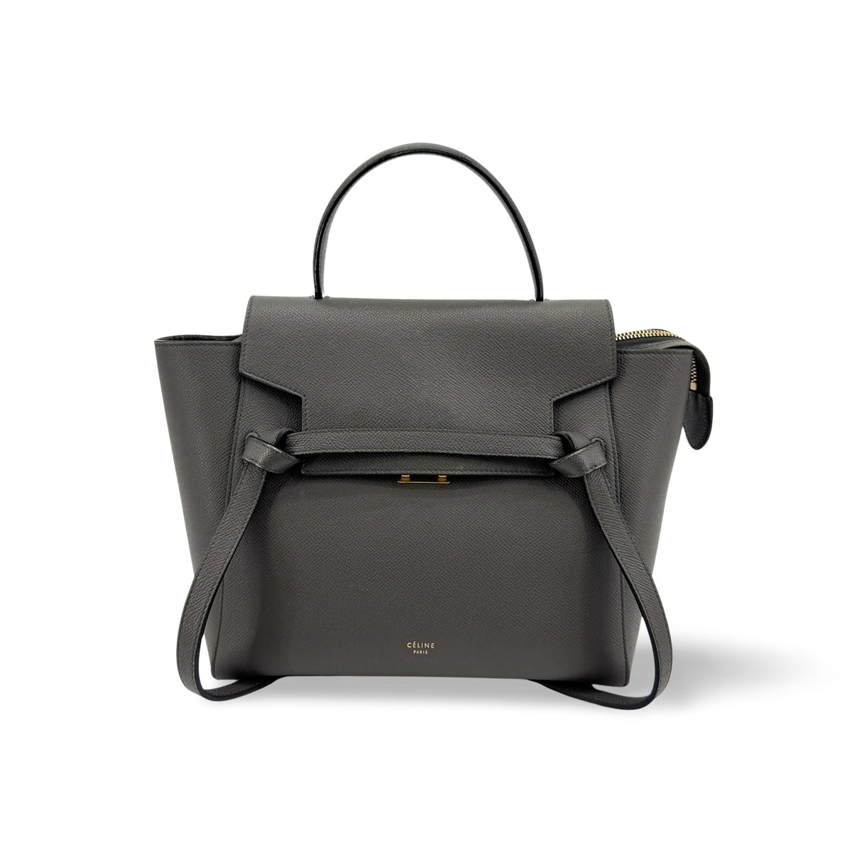 Celine Belt Calfskin Gray Leather Bag